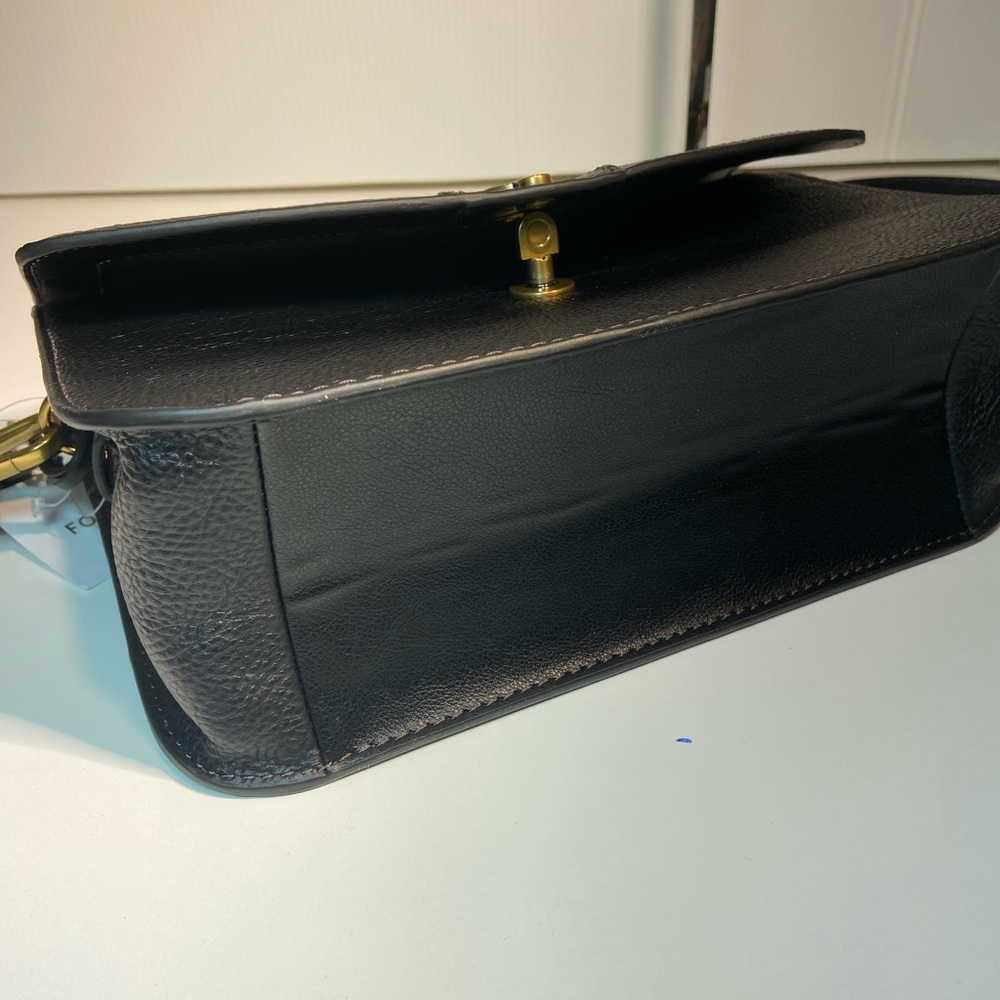 💝 Fossil Ainsley Crossbody Black Leather Turnlock Bag NWT - Picture 12 of 16